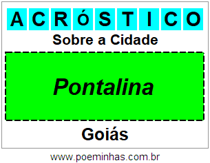 Acróstico Para Imprimir Sobre a Cidade Pontalina