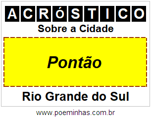 Acróstico Para Imprimir Sobre a Cidade Pontão