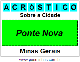 Acróstico Para Imprimir Sobre a Cidade Ponte Nova