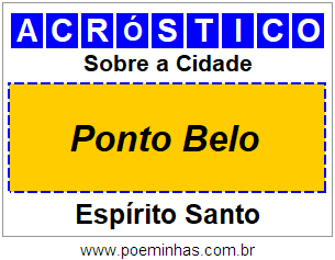 Acróstico Para Imprimir Sobre a Cidade Ponto Belo