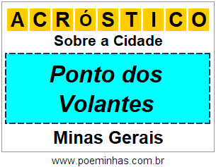 Acróstico Para Imprimir Sobre a Cidade Ponto dos Volantes