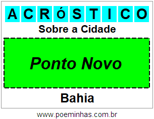 Acróstico Para Imprimir Sobre a Cidade Ponto Novo