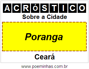 Acróstico Para Imprimir Sobre a Cidade Poranga