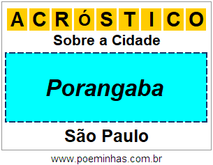 Acróstico Para Imprimir Sobre a Cidade Porangaba