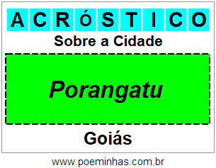 Acróstico Para Imprimir Sobre a Cidade Porangatu