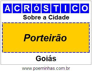 Acróstico Para Imprimir Sobre a Cidade Porteirão