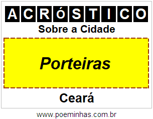 Acróstico Para Imprimir Sobre a Cidade Porteiras