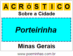 Acróstico Para Imprimir Sobre a Cidade Porteirinha