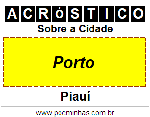 Acróstico Para Imprimir Sobre a Cidade Porto