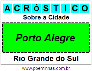 Acróstico Para Imprimir Sobre a Cidade Porto Alegre