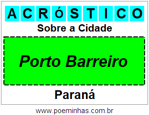 Acróstico Para Imprimir Sobre a Cidade Porto Barreiro