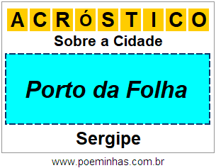 Acróstico Para Imprimir Sobre a Cidade Porto da Folha