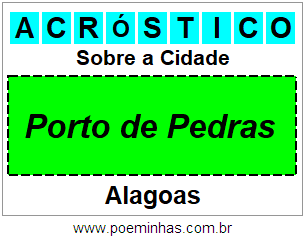 Acróstico Para Imprimir Sobre a Cidade Porto de Pedras