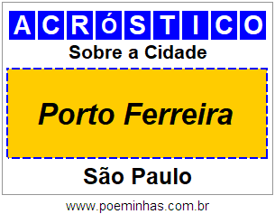 Acróstico Para Imprimir Sobre a Cidade Porto Ferreira