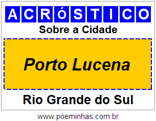 Acróstico Para Imprimir Sobre a Cidade Porto Lucena