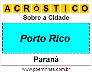 Acróstico Para Imprimir Sobre a Cidade Porto Rico