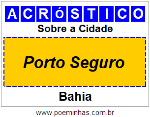 Acróstico Para Imprimir Sobre a Cidade Porto Seguro