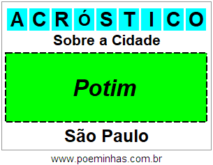 Acróstico Para Imprimir Sobre a Cidade Potim