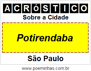 Acróstico Para Imprimir Sobre a Cidade Potirendaba