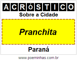 Acróstico Para Imprimir Sobre a Cidade Pranchita