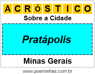 Acróstico Para Imprimir Sobre a Cidade Pratápolis