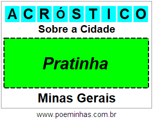 Acróstico Para Imprimir Sobre a Cidade Pratinha