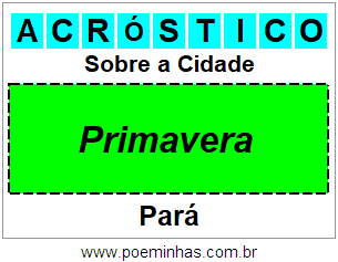 Acróstico Para Imprimir Sobre a Cidade Primavera