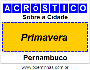 Acróstico Para Imprimir Sobre a Cidade Primavera