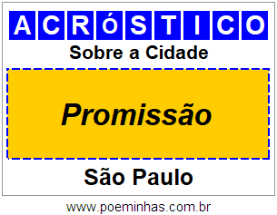 Acróstico Para Imprimir Sobre a Cidade Promissão