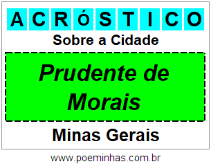 Acróstico Para Imprimir Sobre a Cidade Prudente de Morais