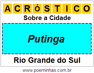 Acróstico Para Imprimir Sobre a Cidade Putinga