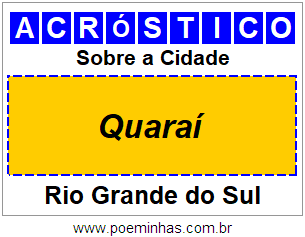 Acróstico Para Imprimir Sobre a Cidade Quaraí