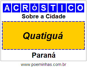 Acróstico Para Imprimir Sobre a Cidade Quatiguá