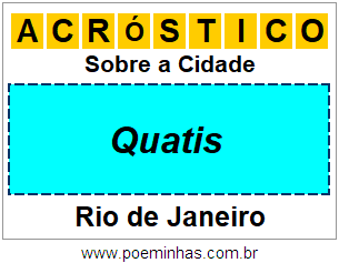 Acróstico Para Imprimir Sobre a Cidade Quatis