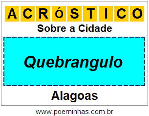 Acróstico Para Imprimir Sobre a Cidade Quebrangulo