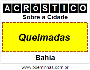 Acróstico Para Imprimir Sobre a Cidade Queimadas