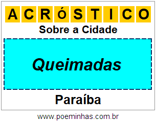 Acróstico Para Imprimir Sobre a Cidade Queimadas