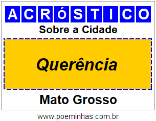 Acróstico Para Imprimir Sobre a Cidade Querência