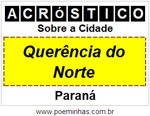 Acróstico Para Imprimir Sobre a Cidade Querência do Norte