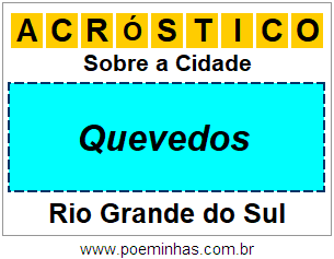 Acróstico Para Imprimir Sobre a Cidade Quevedos