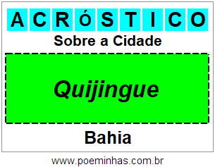 Acróstico Para Imprimir Sobre a Cidade Quijingue