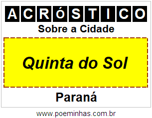 Acróstico Para Imprimir Sobre a Cidade Quinta do Sol