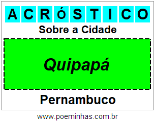 Acróstico Para Imprimir Sobre a Cidade Quipapá