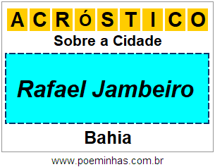 Acróstico Para Imprimir Sobre a Cidade Rafael Jambeiro