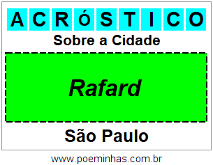 Acróstico Para Imprimir Sobre a Cidade Rafard