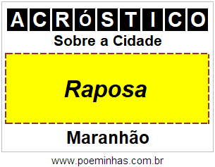 Acróstico Para Imprimir Sobre a Cidade Raposa