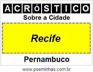 Acróstico Para Imprimir Sobre a Cidade Recife