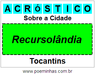 Acróstico Para Imprimir Sobre a Cidade Recursolândia