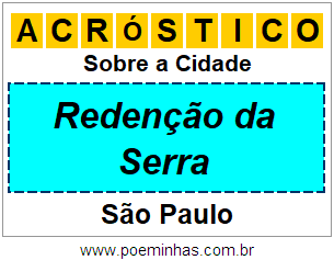 Acróstico Para Imprimir Sobre a Cidade Redenção da Serra