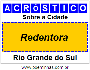 Acróstico Para Imprimir Sobre a Cidade Redentora